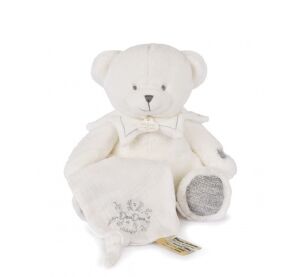 Doudou Gift set Teddy bear with blanket 30 cm grey